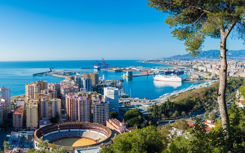 Aerial view of the city of Malaga Andalucia Spain